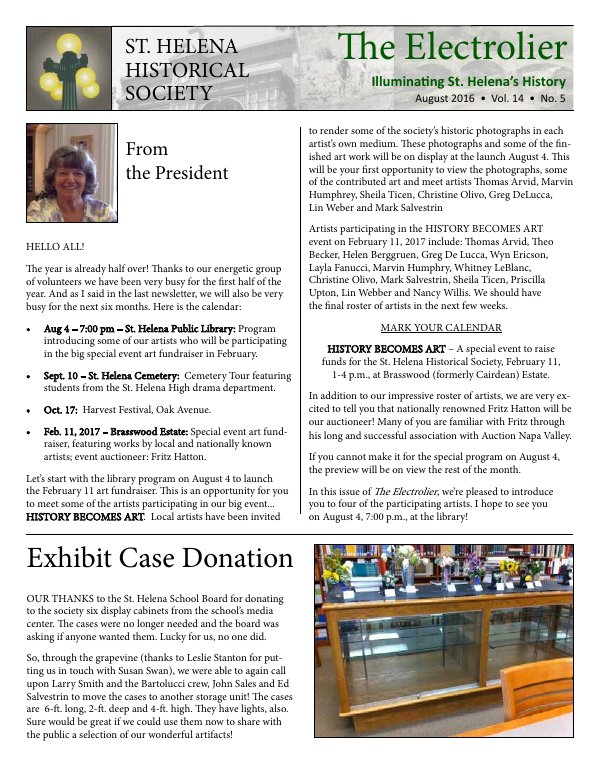 August 2016 newsletter cover