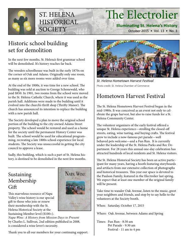 October 2015 newsletter cover