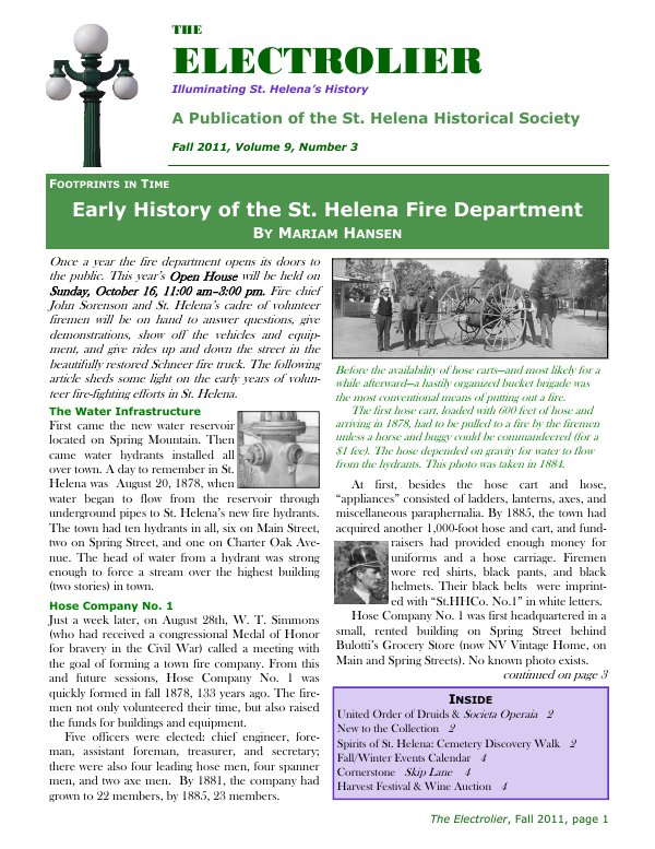 Fall 2011 newsletter cover