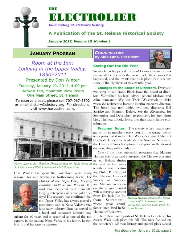January 2012 newsletter cover