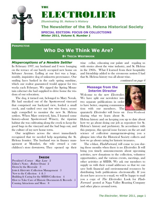 Winter 2011 newsletter cover