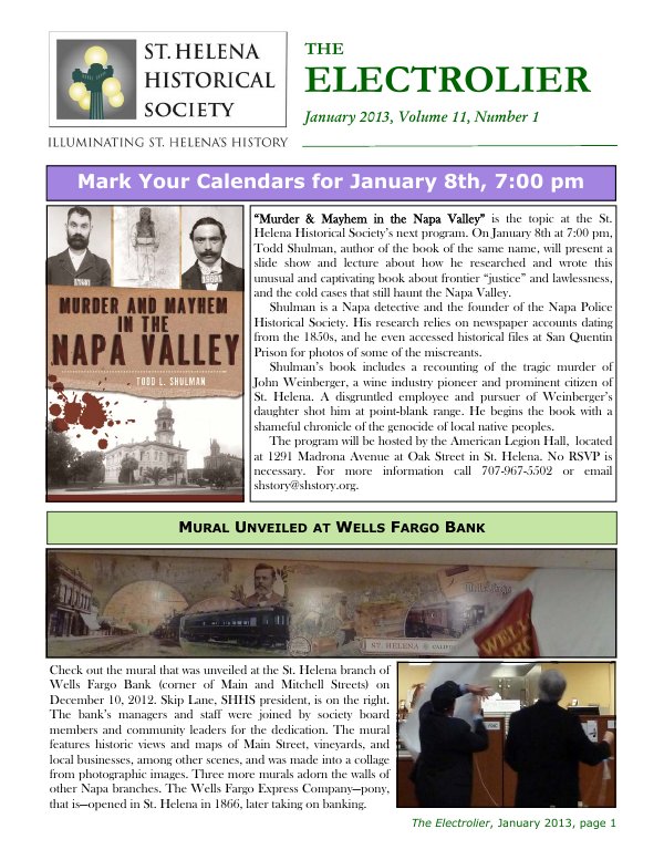 Winter 2013 newsletter cover