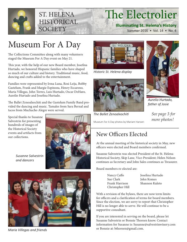 Summer 2016 newsletter cover
